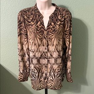 Chic Animal Print Button-Up Blouse